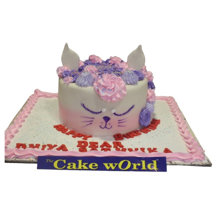 Cat Design Birthday Cake For Girls