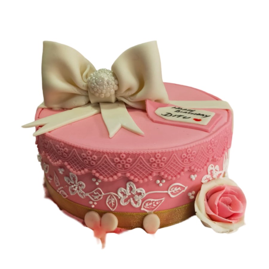 Pink Ribbon Birthday Cake